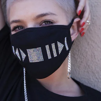 

Crystal Two-Layer Dust Cotton Mask 2020 Autumn/winter New Men/Women Diamond Cool Fashion Mask Crystal Party Face Masks