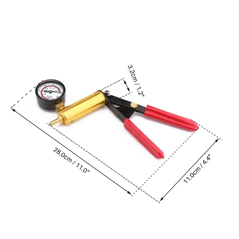 Automotive Pressure Gauge Car Auto Hand Held Vacuum Pistol Pump Aluminum Pump Body Pressure Vacuum Gauge Fluid Reservoir Tester Kit Tools