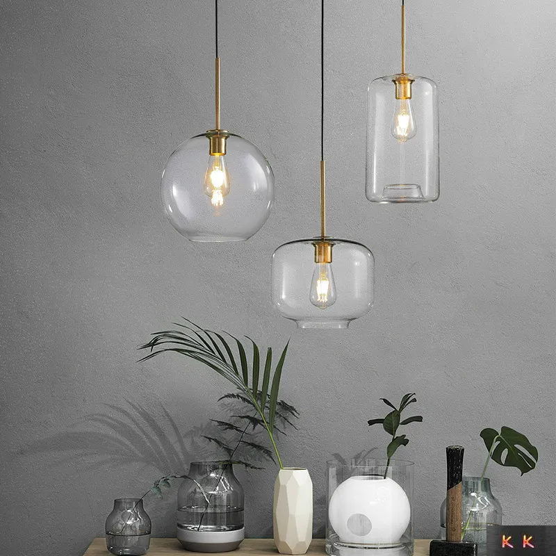 

Nordic creative glass lamp simple design dining table bar pendant bedroom bedside lamp stair coffee hall Chandelier pendant lamp