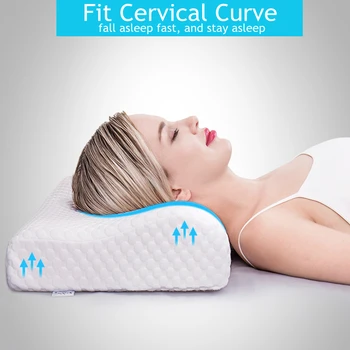 

Cervical Pillows for Sleeping Memory Foam Bedding Pillow Relieve Neck Pain with Washable Cover Bed Sleep Pad for Adult & Child