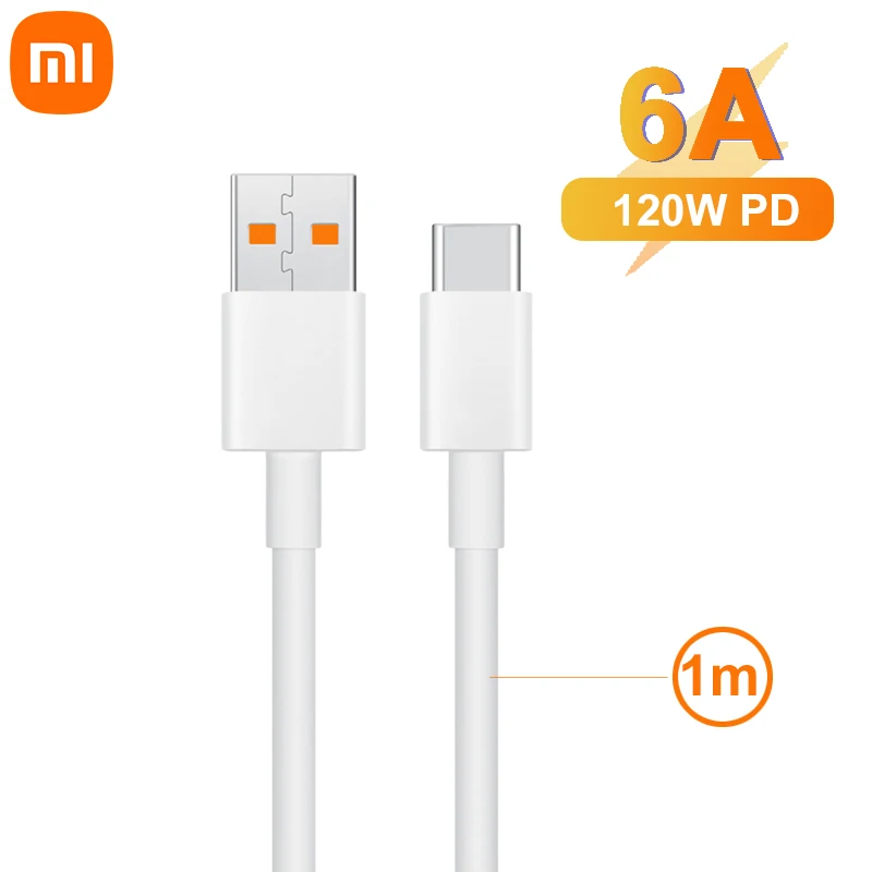 Original Xiaomi USB C Cable Type C Phone Charger 6A Fast Charging For Xiaomi Redmi Note 10 Mi 11 Cables 5A 3A PD 65W 120W 1M hdmi cable for android  Cables