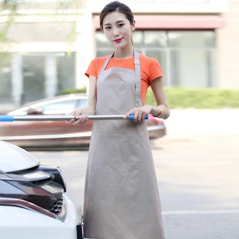 

Car Washing Work Waterproof Women Apron Sleeveless PVC Kitchen BBQ Anti-stain Man Waiter Apron Cooking Bib Brief With Pocket