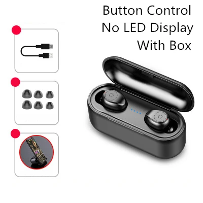 F9 button black F9 TWS беспроводные наушники Bluetooth V5.0 беспроводные Bluetooth наушники светодиодный дисплей 2000 мАч power Bank гарнитура с микрофоном - Цвет: F9 button black