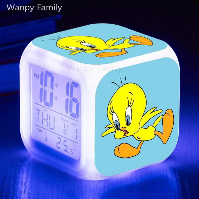 

Cute Tweety Alarm Clock 7 Color Glowing LED Digital Alarm Clock New products Kids Multifunction Touch Sensing Electronic Clock