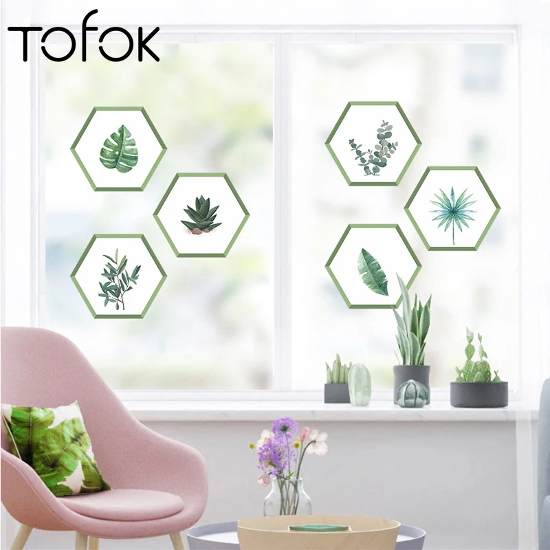

Tofok Green Leaves Plant Photo Frame DIY Wall Sticker Pastoral Style Bedroom Living Room Sofa TV Backdrop Poster Wallpaper Decor