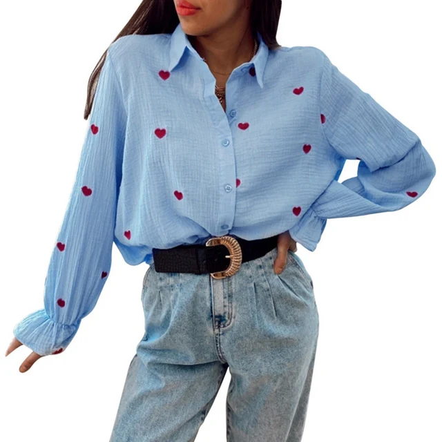 Muyogrt Women Shirt Plaid Oversized Brown Top Turn-down Collar Leisure Fashion Loose All-match Long Sleeves Soft Chic Korean Top Style3-BLUE RED