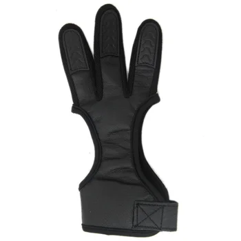 

3 Finger Protective Glove 3 Fingers Leather Guard Archery Gloves for Recurve Compound Bow Hunting Accessory L