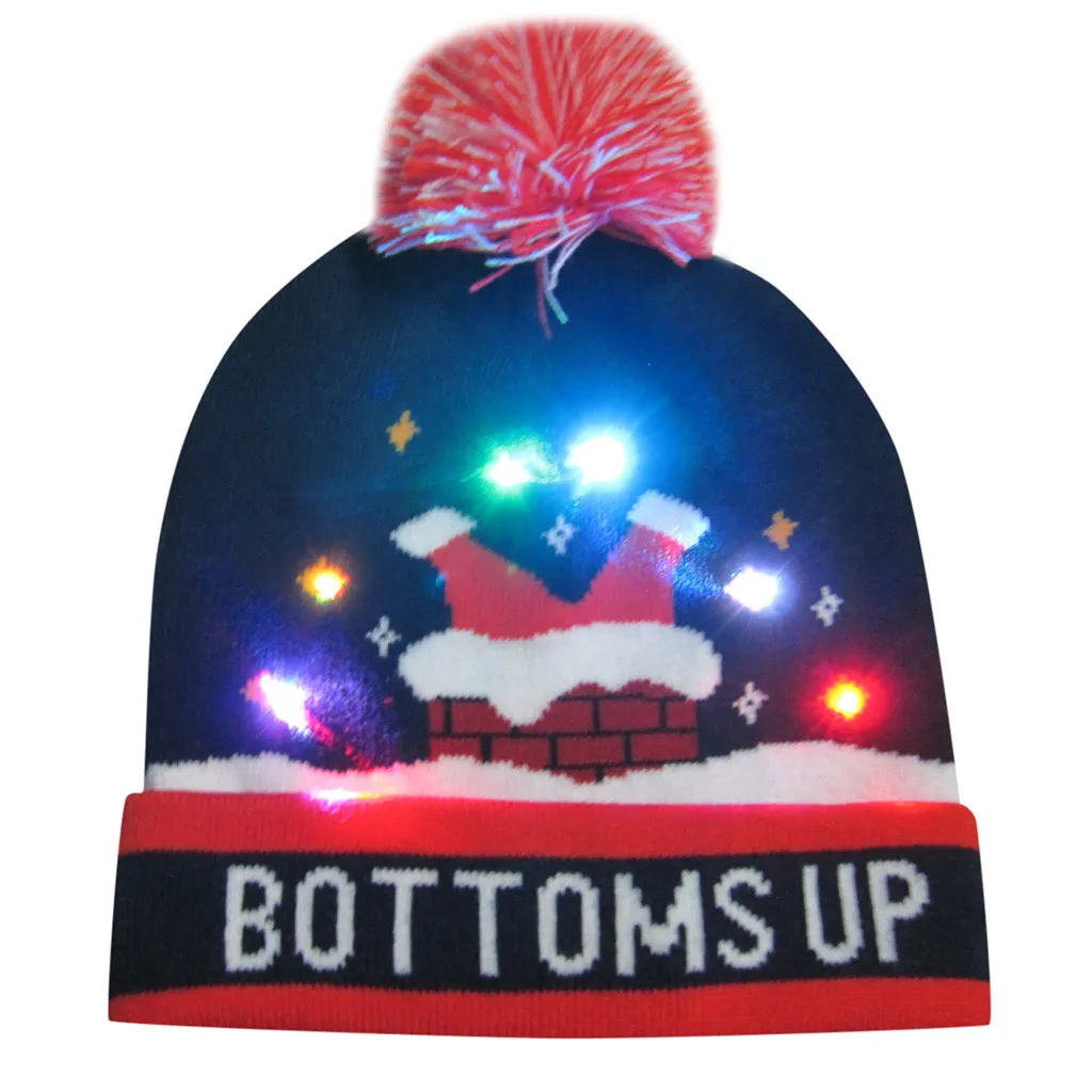 I Зимняя мужская шапка wo красочные веселые рождественские светодиодные лампы-вверх вязаная шапка, шапочка Hairball теплая шапка подарки Мужская шляпа сомбреро mujer - Цвет: I