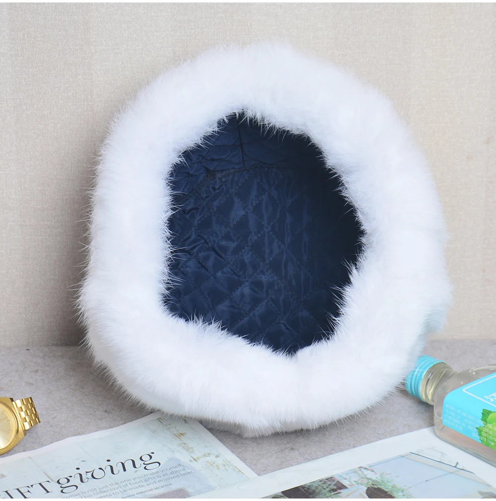 fur bomber hat mens Rabbit Fur Cap Man Winter Genuine 100% Fur Bomber Hat Windproof Warm Earmuff Male Flat Outdoor Warm Russian Hat Fitted Casquette mens aviator hat fur