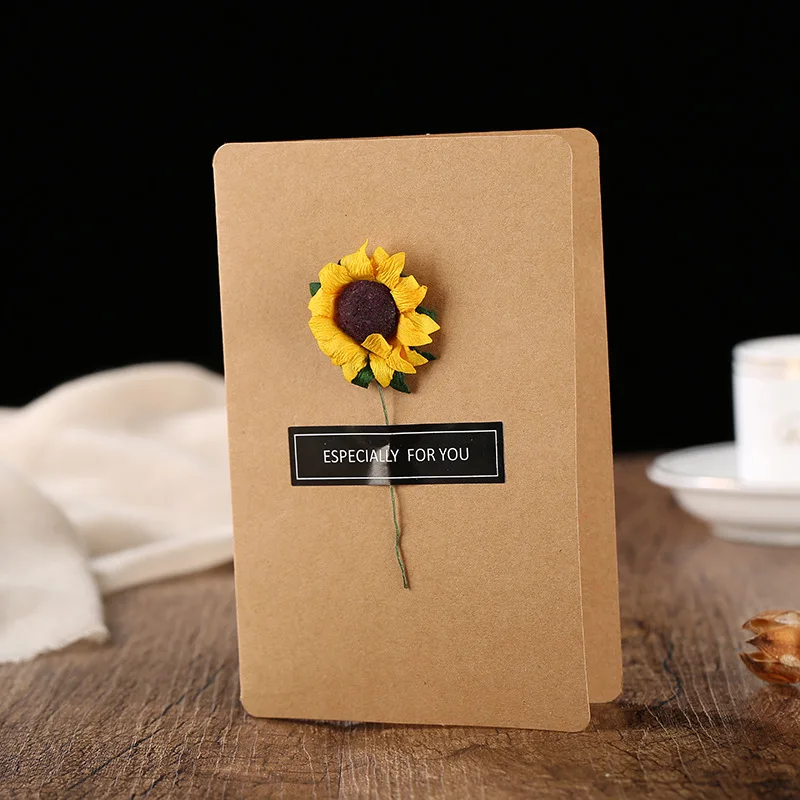 Cowhide sunflower DIY праздничные вечерние открытки приглашения открытка с изображениями цветов ручной работы поздравительная открытка 520 сообщение день Святого Валентина День рождения открытки - Цвет: Cowhide sunflower