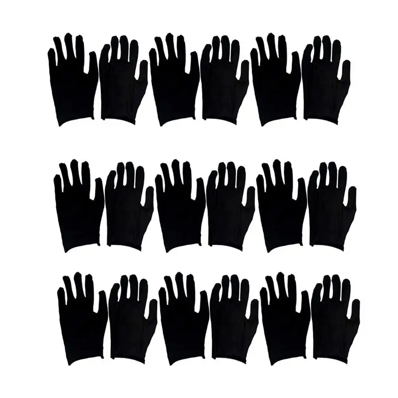 Cotton-Gloves Home-Cleaning Hand-Protection Comfortable of Black 12-Pairs