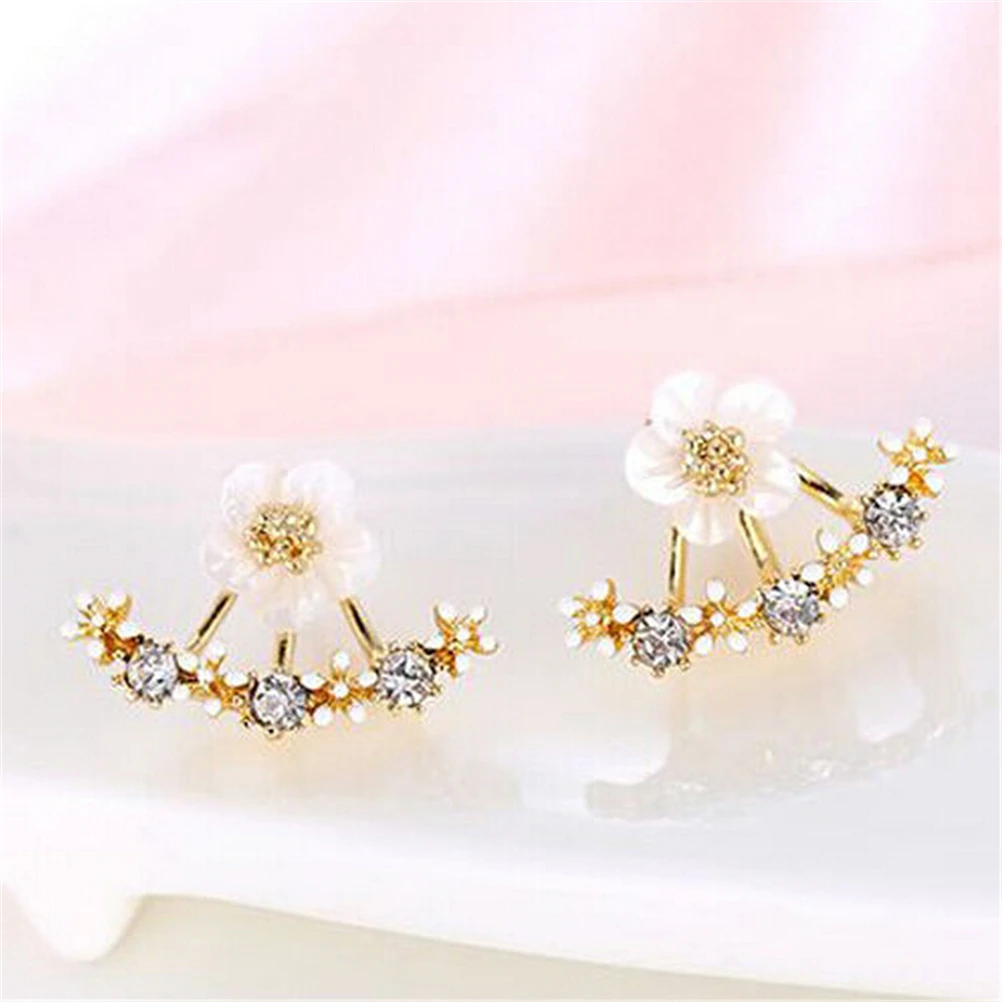 1 пара, корейский стиль, маленький цветок, Маргаритка, пирсинг, серьги-гвоздики для женщин, стразы, элегантные серебряные серьги, ювелирные изделия