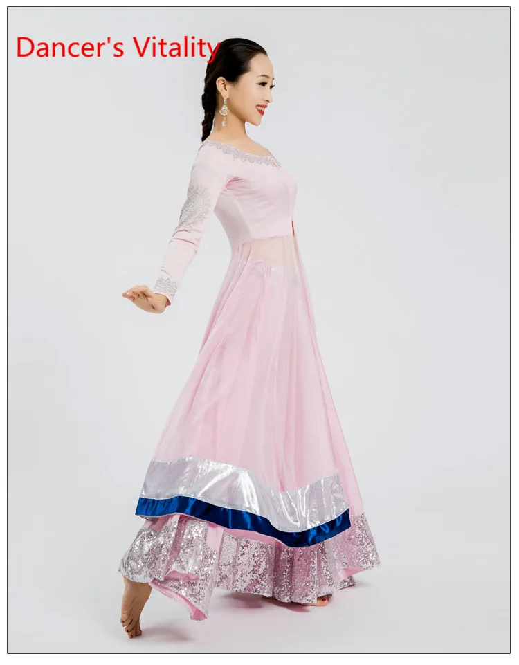 Индийский танец Печать Slim Fit имитированное шелковое Сращивание волокон пальто юбка набор женщин Взрослый Восточный живот костюм для танцев