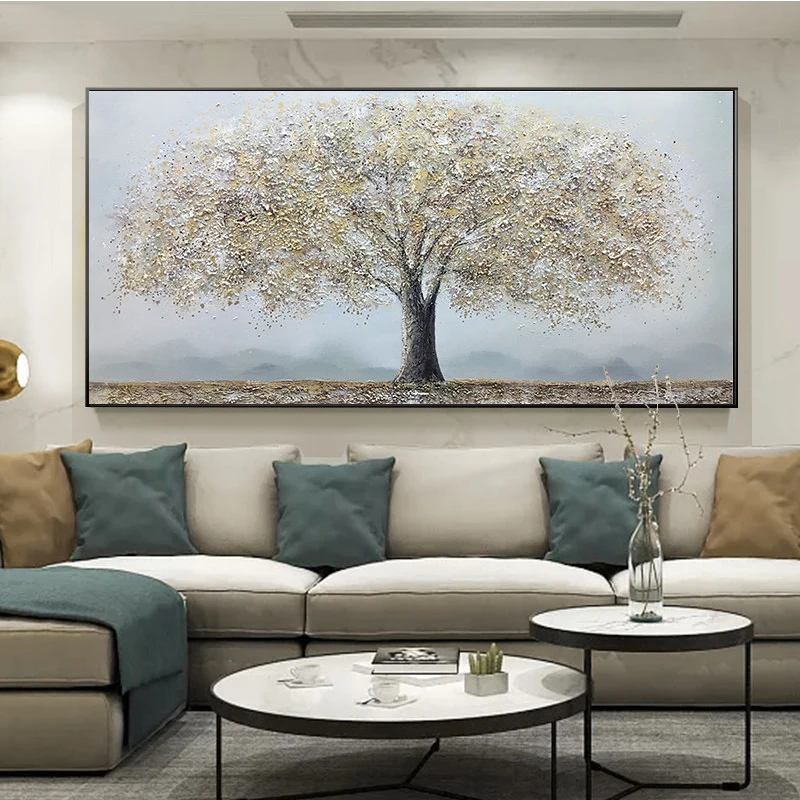 Kowell 100 Handpainted Modern Abstract Tree Oil Painting On Canvas Art