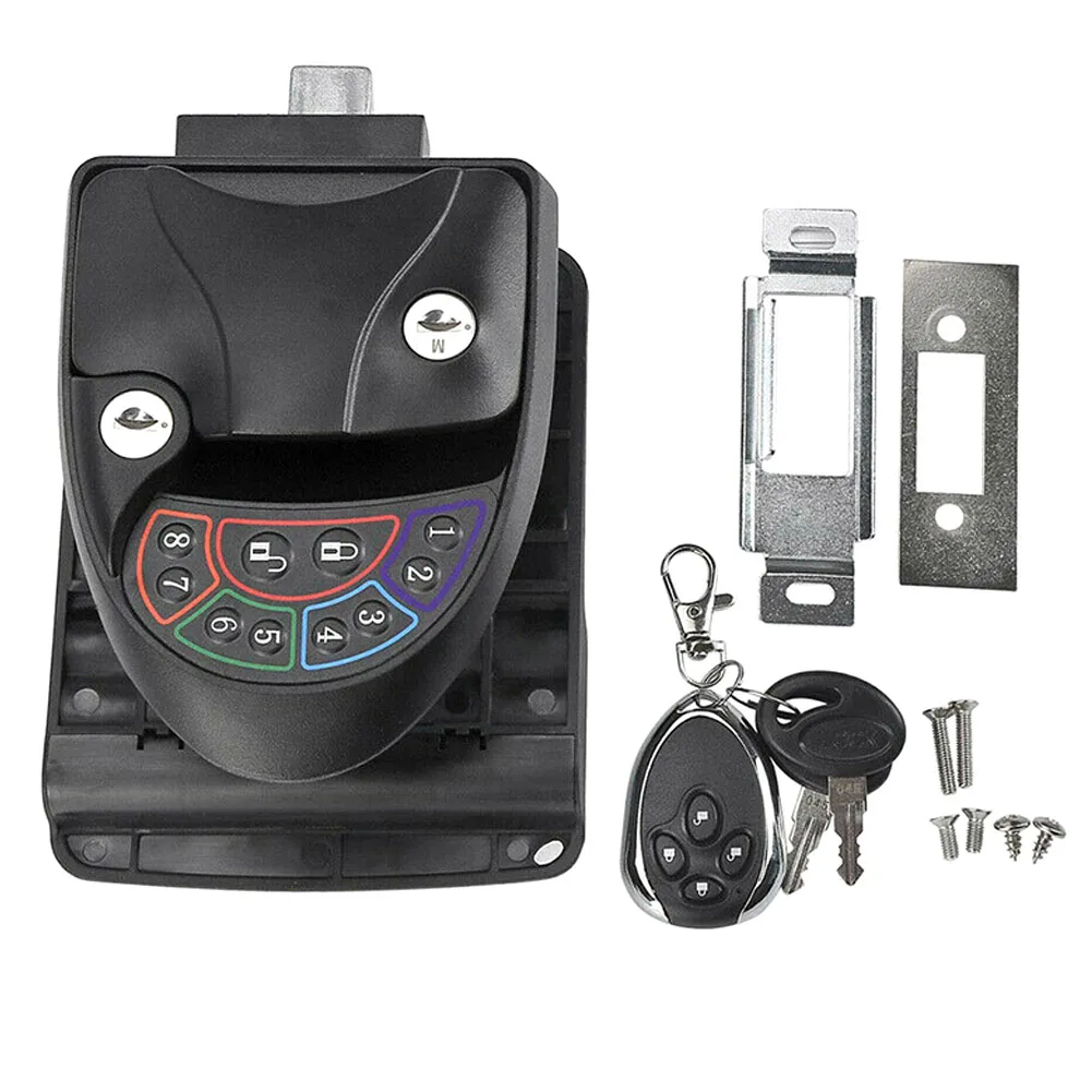 

Keyless Entry Keypad Caravan Password Camping Latch Handle Knob Anti Theft With 2 Keys RV Door Lock Metal Remote Control Trailer