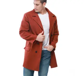 

Mens Winter Warm Lapel Overcoat Wool Coats Trench Coat Outwear Long Jacket Tops