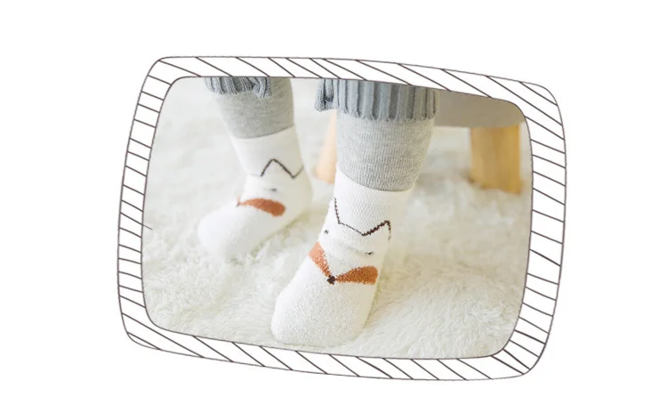 Детские носки осенне-зимние Бархатные детские носки кораллового цвета с рисунком толстые нескользящие носки-тапочки с петельным ворсом для детей