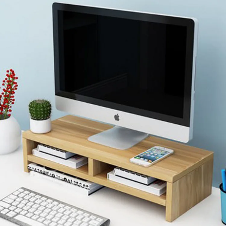 

Computer Screen Riser Desktop Wooden Shelf Laptop Stand Desk Computer Holder Notebook Pc Tv Desk Base