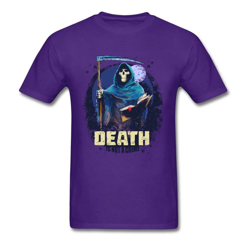 100% Cotton Fabric Mens Short Sleeve Death_Is_Not_A_Crime_3573 T Shirt Party T Shirt Funny Normal O Neck Tee Shirts Death_Is_Not_A_Crime_3573 purple