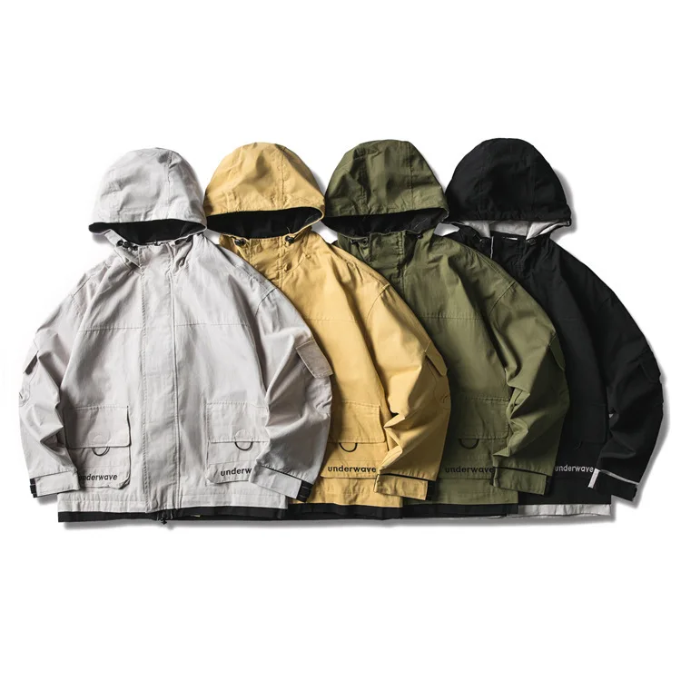

Tooling Jacket Men's 2019 Autumn New Style Multi-pockets Hooded Coat Men Casual on Clothes Men'S Wear Popular Brand