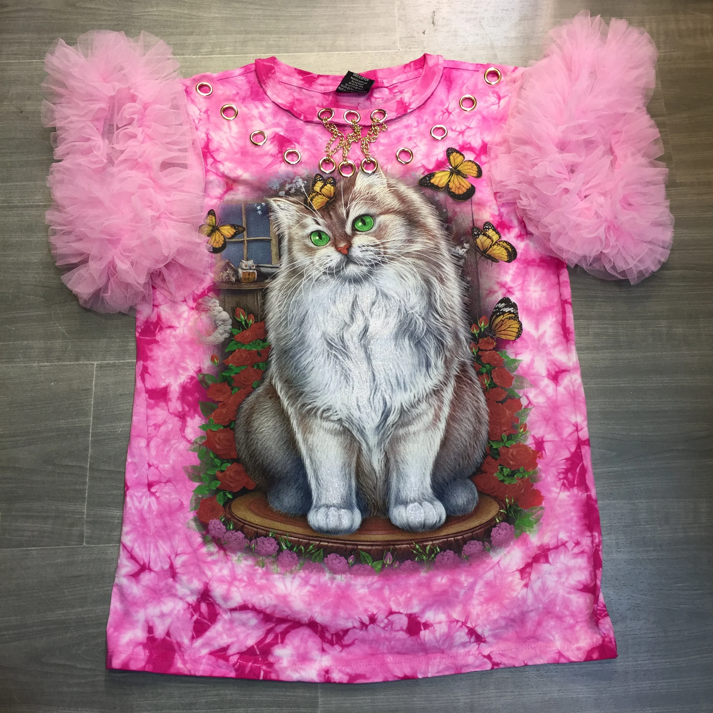 Kawaii Summer Girl Cartoon Print Tops Flare Sleeve