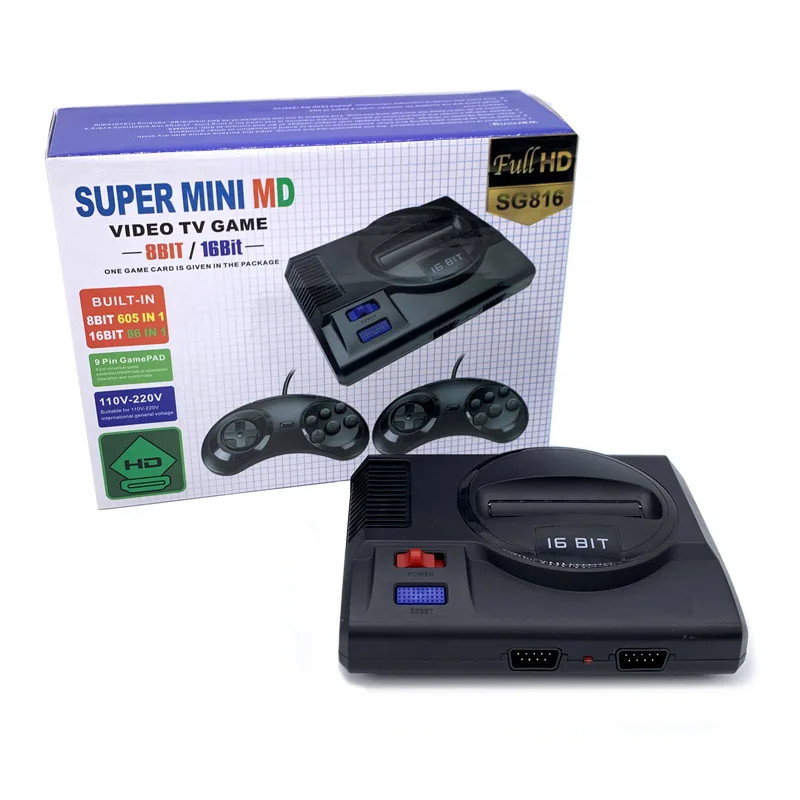 Супер ретро мини ТВ Видео игровая консоль для Sega Mega Drive MD 16 бит 86 игр 8 605 различных