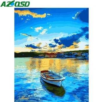 

AZQSD DIY Paint By Number On Canvas Kits Ship Handmade Gift Acrylic Paint Oil Painting By Numbers Landscape Home Decoration