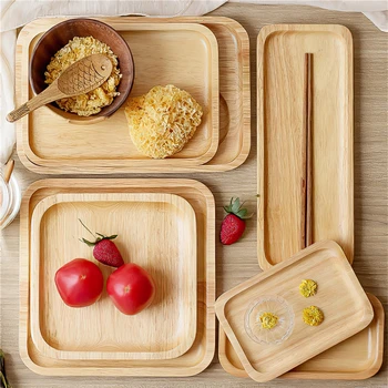 

Wooden Tray Japanese Wood Color 30cm Square Rectangle Coffee Tea Set Tableware Pallet Food Plate Home Kitchen Storage Supplies