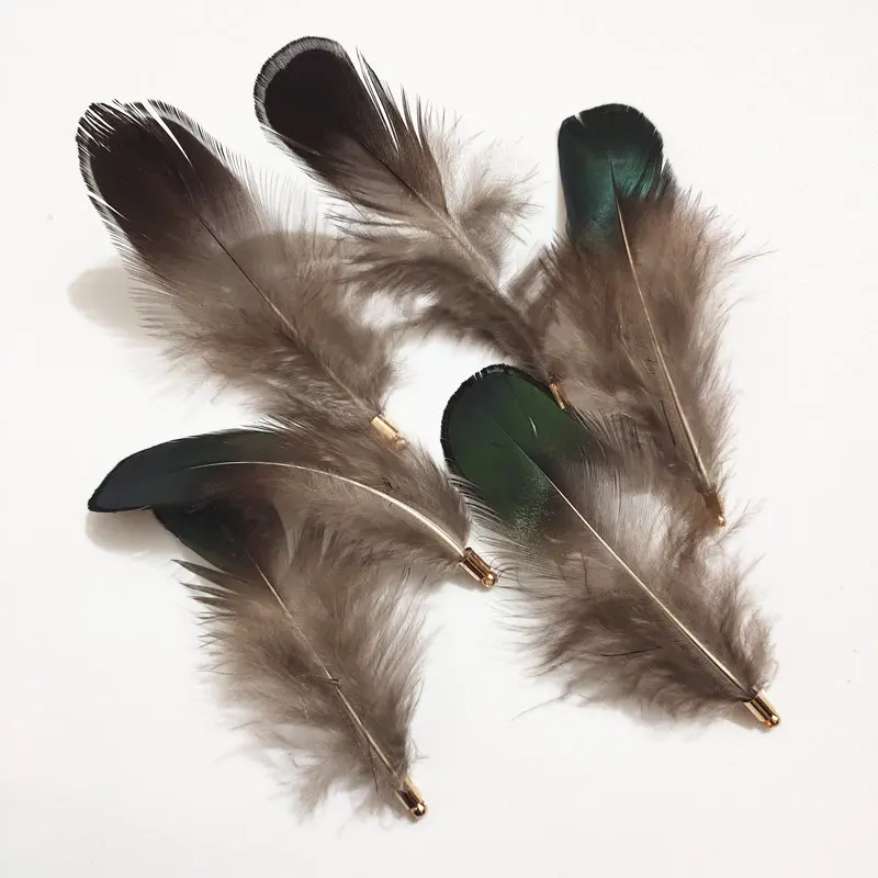 Natural ostrich Pheasant Feather Pendant Handmade Gold Cap Beads Arts Crafts DIY Chain Curtain Drop Earring Tassel Jewelry Part