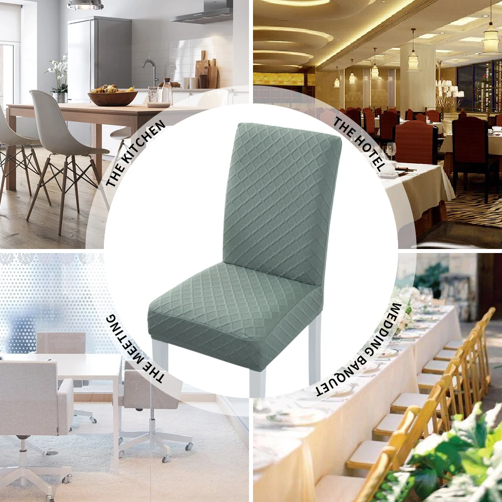 Urijk Spandex Stretch Elastic Slipcovers Chair Cover For Dining Room Solid Color Wedding Banquet Furniture Protector Home Decor