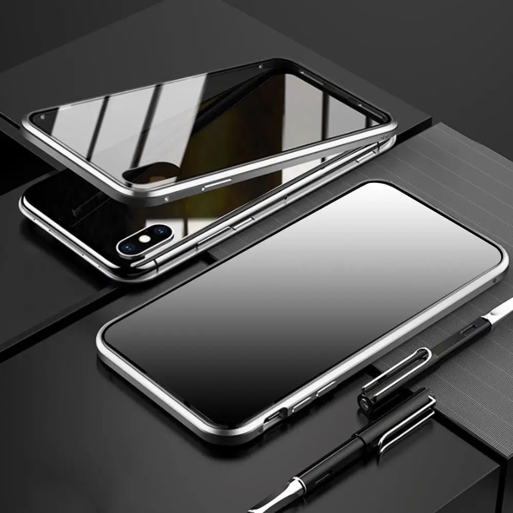 Магнитный адсорбционный металлический чехол для телефона для iPhone 6, 6s, 8, 7 Plus, X двухсторонний стеклянный Магнитный чехол для iPhone X, XS Чехлы для MAX XR