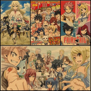 

Buy three to send one Fairy tail Japanese animation retro kraft poster living room home decoration painting