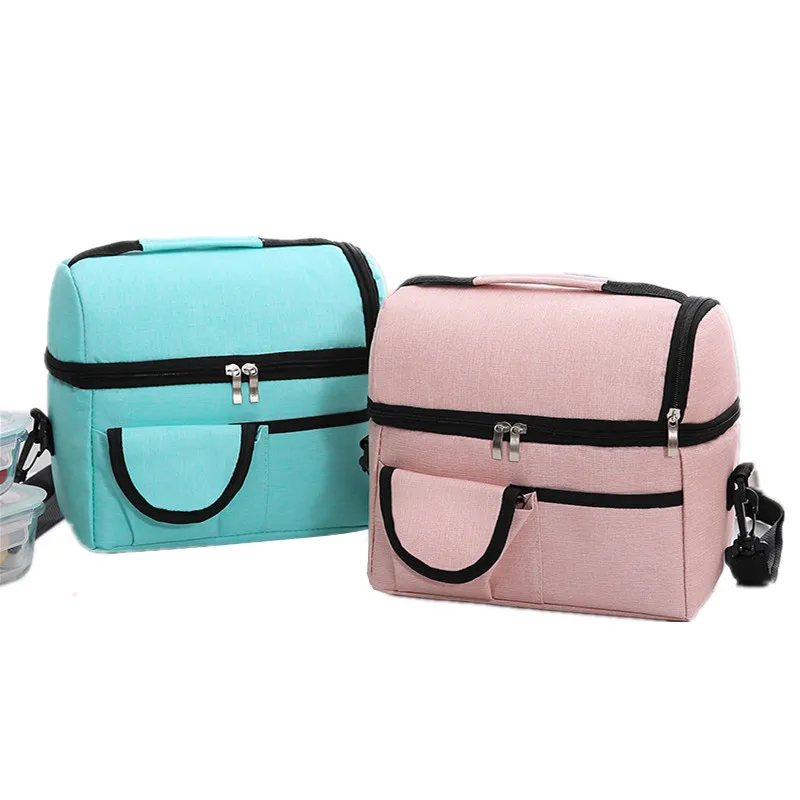 Camada de Isolamento Tote para Mulheres Bolsas de Comida para Crianças Fim de Semana de Viagem Mais Grosso Dupla Bolsa Térmico Almoço Térmica Ombro Picnic Bento Box