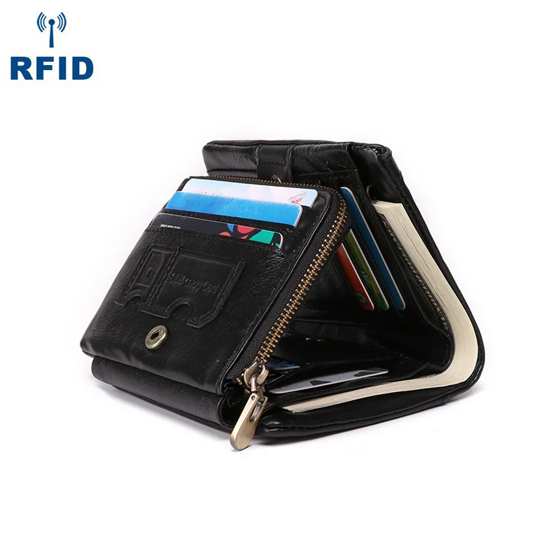 Мужской винтажный кошелек из натуральной кожи RFID блокирующий кредитный держатель для карт Многофункциональный кошелек для монет с застежкой-молнией карман для монет мужской кошелек