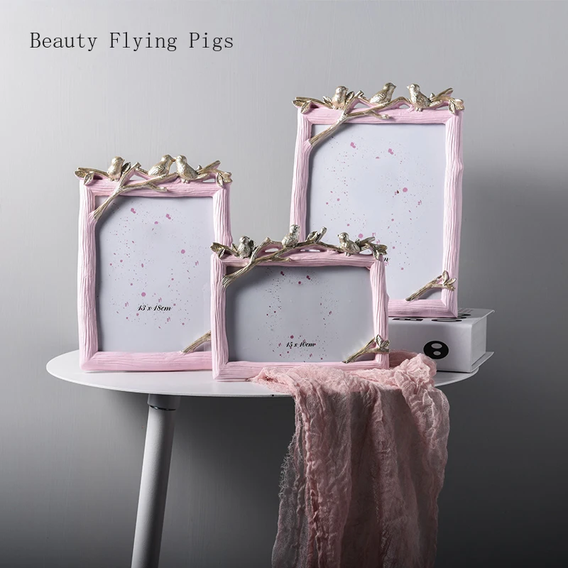 

1Pcs 5/6/7 inch ins Nordic creative golden bird light luxury resin photo frame set up modern simple that photo frame decoration