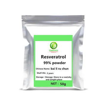 

50-1000g Hot sale 99% Resveratrol Powder Antioxidant 1pc Health Supplement Skin Whitening body Anti Aging serum free shipping.