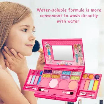 

Princess Girls Cosmetics Play Set Palette Vanity With Mirror Washable And Non Toxic Makeup Kit For Kids Children's Makeup Toys
