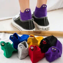 Dropshopping Kawaii вышитые экспрессии ярких цветов женские носки счастливые модные девушки лодыжки забавные женские хлопковые летние носки
