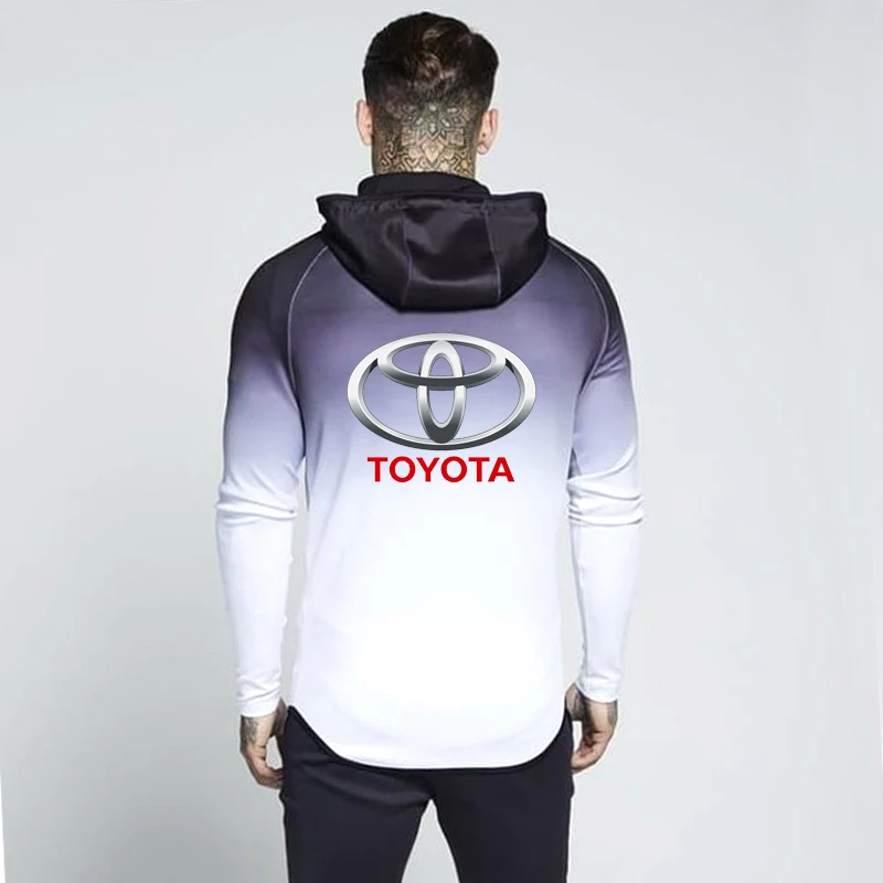 Весенне-осенняя куртка на молнии, толстовки с капюшоном с логотипом toyota, одежда с градиентом, флисовая толстовка с длинным рукавом, мужская толстовка с капюшоном