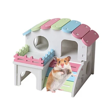 

1pcs Hamster Small Pet Two Layers PVC House Colorful Hideout Exercise Natural Funny Nest Hut Playground Self-assembly hot