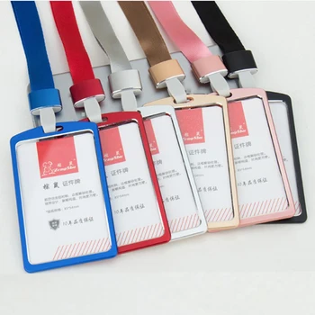 

1Pcs Unisex Aluminum Alloy Work Name Card Holder Business Badge Lanyard Holder With Rope Work Card ID Metal ID Business Case