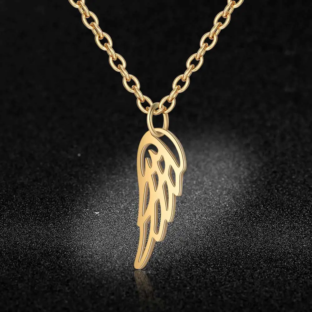 Нержавеющая сталь подвеска в форме ангельских крыльев ожерелье Vnistar простой дизайн крыло Свободы кулон ожерелье s женские ювелирные изделия ожерелье