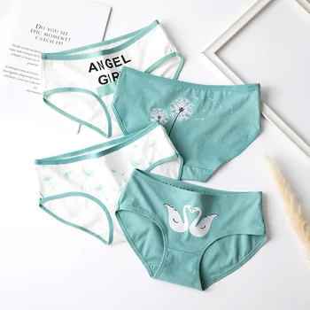 

Women'S Panties Dandelion Swan Print Cartoon Underwear Female Cute Underpants Fashion Gril Brienf Plus Size Sexy Briefs Fashion