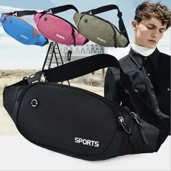 

Men's women's general leisure sports waist bag fanny pack canvas solid portable chest bag purse