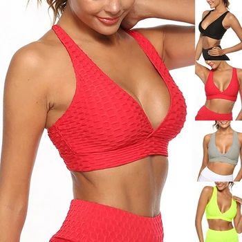 

Underwear Women Colors Women's Sexy Top Fold Full Cup Solid Color Lingerie U Word Collar Halter Hit Color Cross Tie Ployester