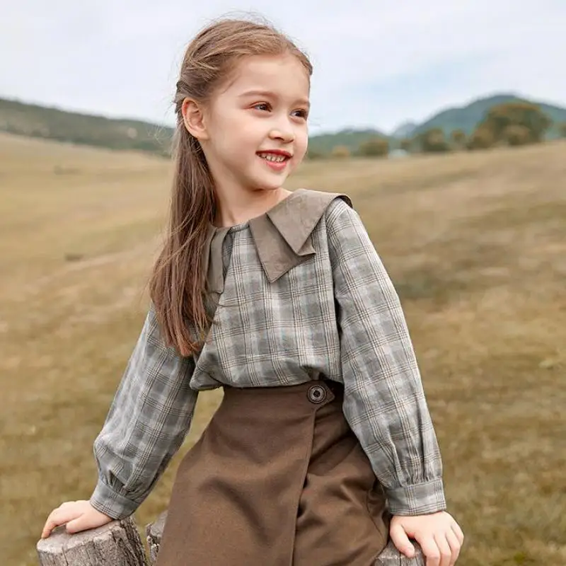 Camisas a cuadros de moda para blusa suelta de manga larga con cuello vuelto, Tops informales para al aire libre, otoño y primavera - AliExpress Madre y