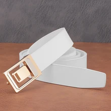 High Quality White Boy Fashion Designer Casual Quality Smooth Buckle 2.9 cm Men's Leather Belt Luxury Brand Ceinture Homme