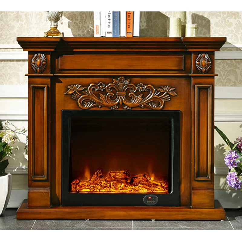 Decorative Fireplace W130cm English Style Chimneypiece Wood Mantel Electric  Insert Firebox LED Optical Emulational Flame - AliExpress