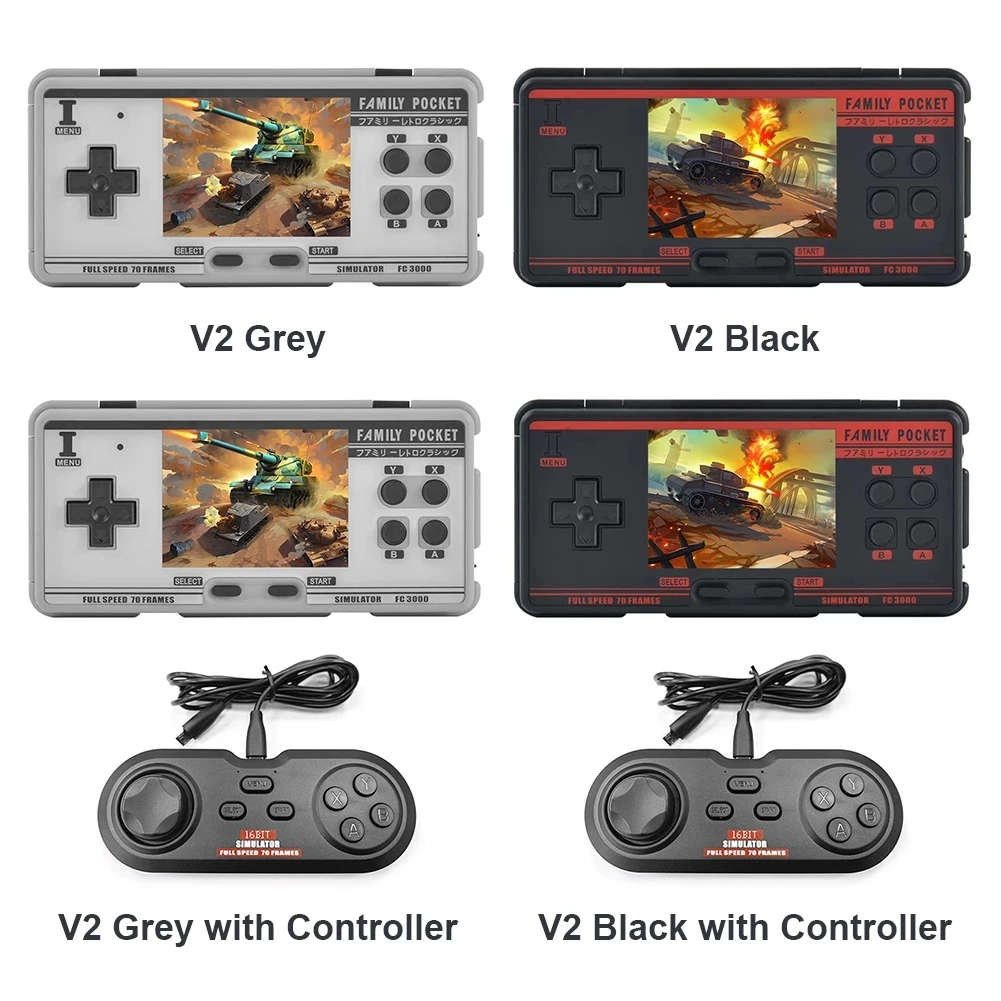 IPS FC3000  Classic Retro Handheld Game Console Support Video Game Player Support 10 format Game Cartridge Family Game Console