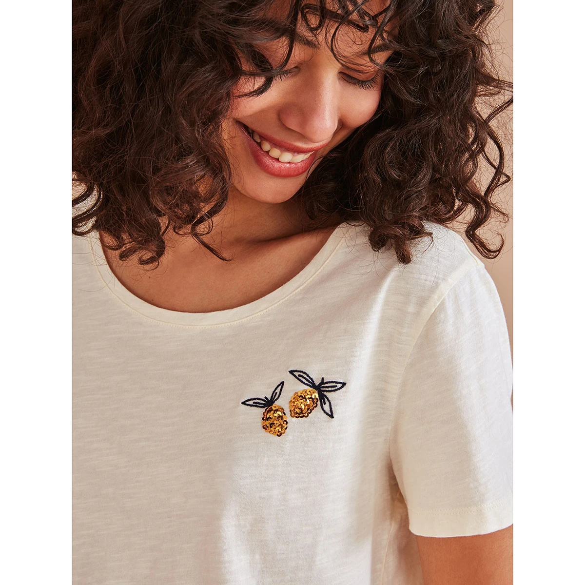 Lemons Embroidery T Shirt Women Summer Short